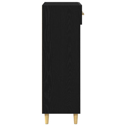 Shoe Cabinet Plain Black Oak 60 x 35 x 105 cm Engineered Wood
