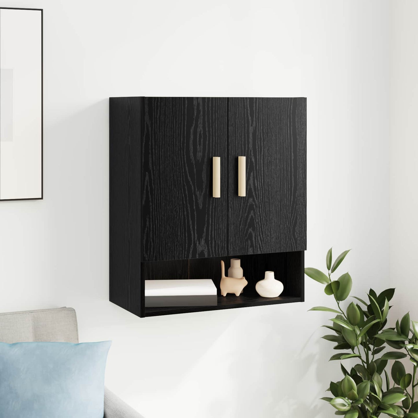 Wall Cabinet Black Oak 60 x 31 x 70 cm Engineered Wood