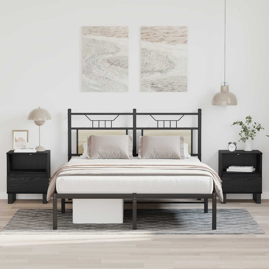 Bed Cabinet Black Oak 40 x 35 x 50 cm Engineered Wood
