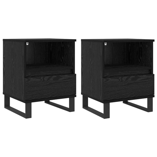 Bed Cabinet Black Oak 40 x 35 x 50 cm Engineered Wood