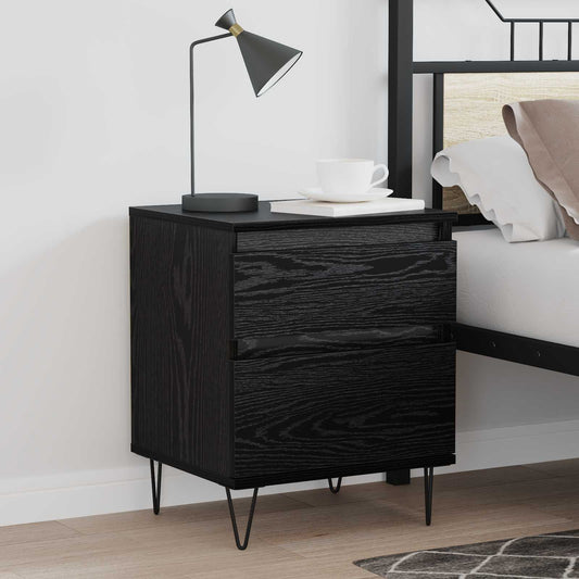 Bed Cabinet Black Oak 40 x 35 x 50 cm Engineered Wood