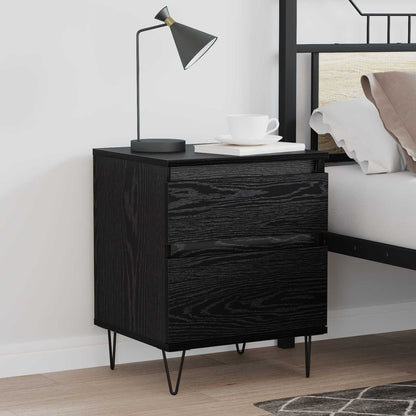 Bed Cabinet Black Oak 40 x 35 x 50 cm Engineered Wood