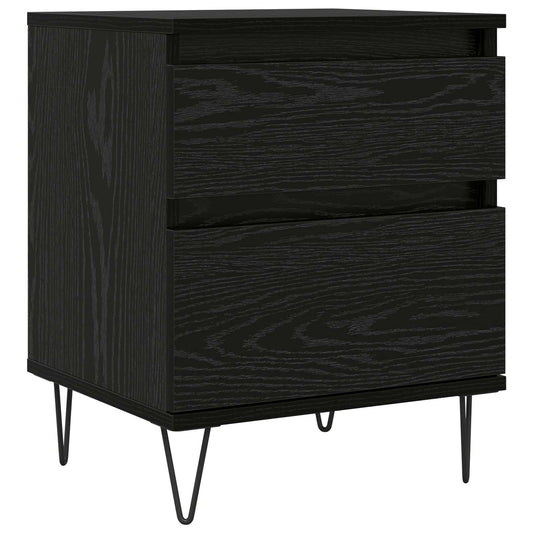 Bed Cabinet Black Oak 40 x 35 x 50 cm Engineered Wood