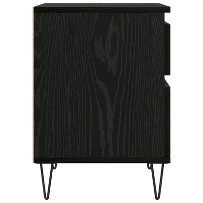 Bed Cabinet Black Oak 40 x 35 x 50 cm Engineered Wood