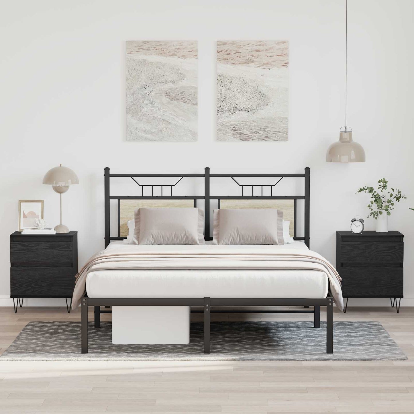 Bed Cabinet Black Oak 40 x 35 x 50 cm Engineered Wood