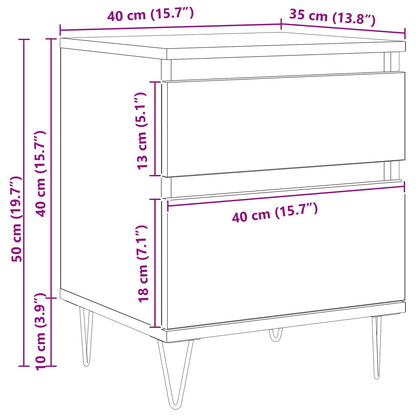 Bed Cabinet Black Oak 40 x 35 x 50 cm Engineered Wood
