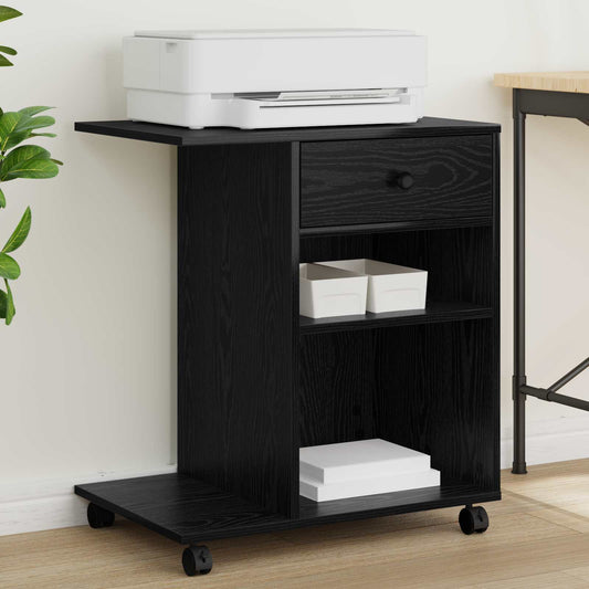 Printer Stand Plain Black Oak 60 x 40 x 68.5 cm Engineered Wood