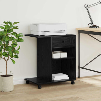 Printer Stand Plain Black Oak 60 x 40 x 68.5 cm Engineered Wood