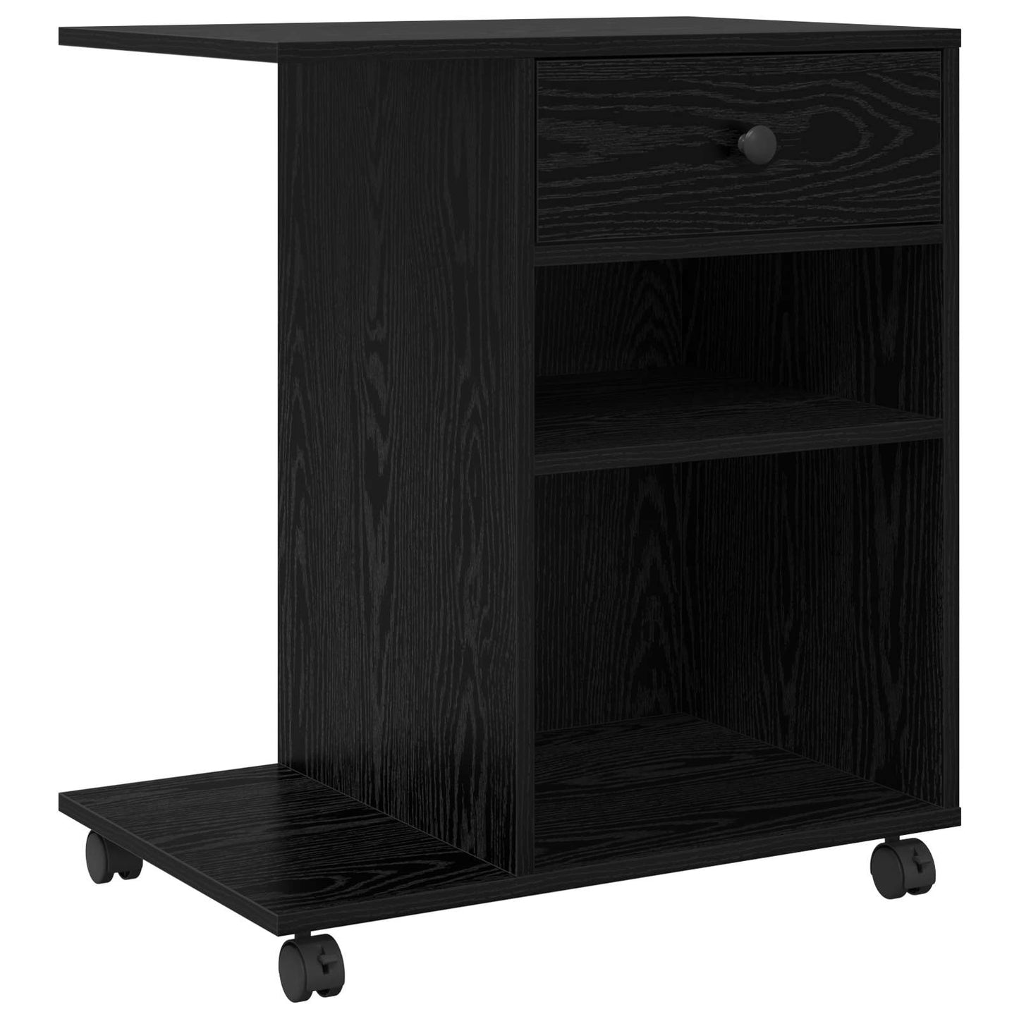 Printer Stand Plain Black Oak 60 x 40 x 68.5 cm Engineered Wood