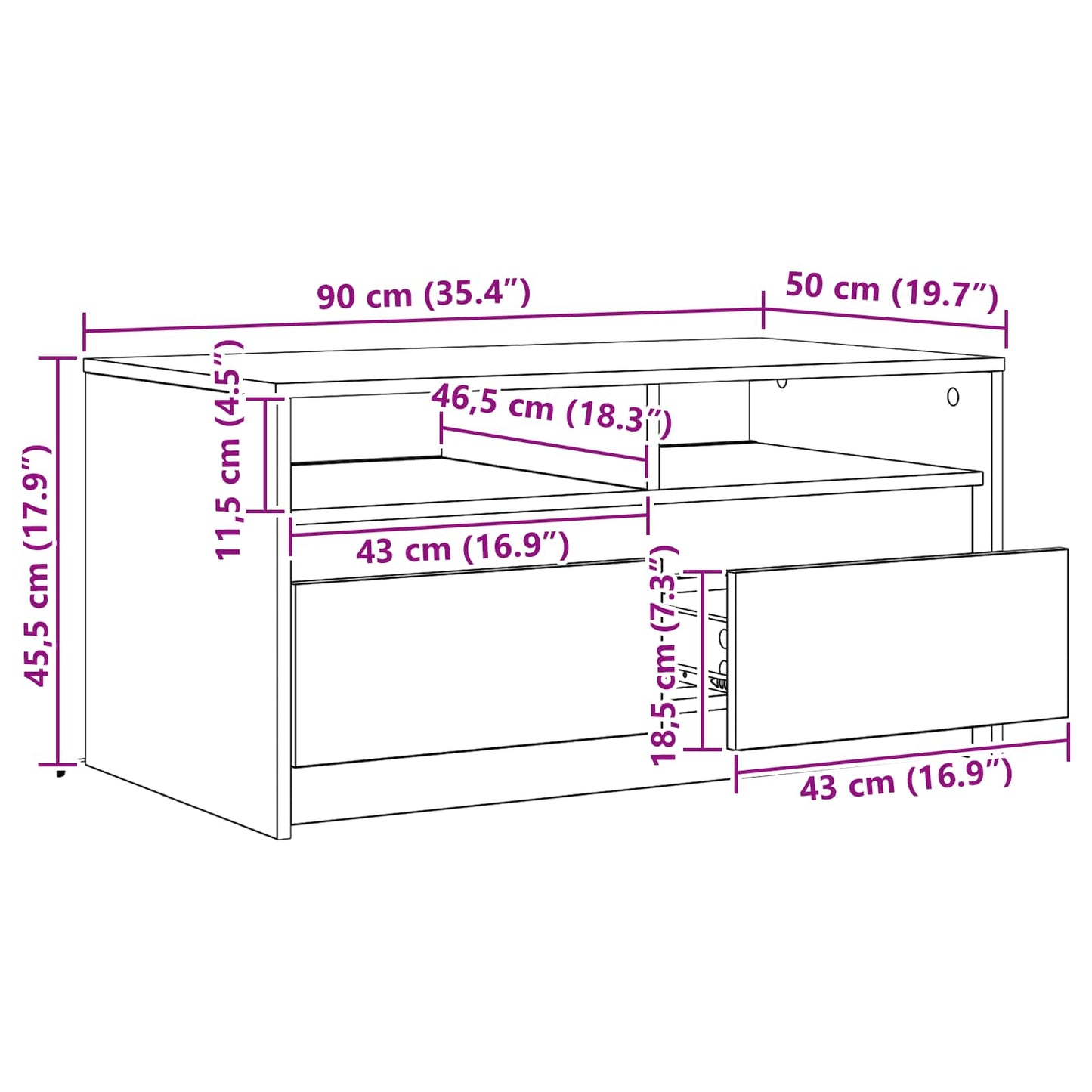 Coffee Table Artisian Oak 90 x 50 x 45 cm Engineered Wood