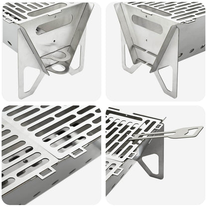 Camping Fire Pit 42 x 22 x 18 cm Stainless Steel Silver