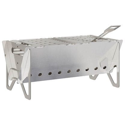 Camping Fire Pit 42 x 22 x 18 cm Stainless Steel Silver