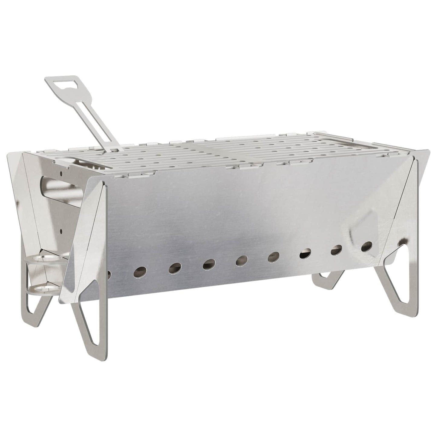 Camping Fire Pit 42 x 22 x 18 cm Stainless Steel Silver