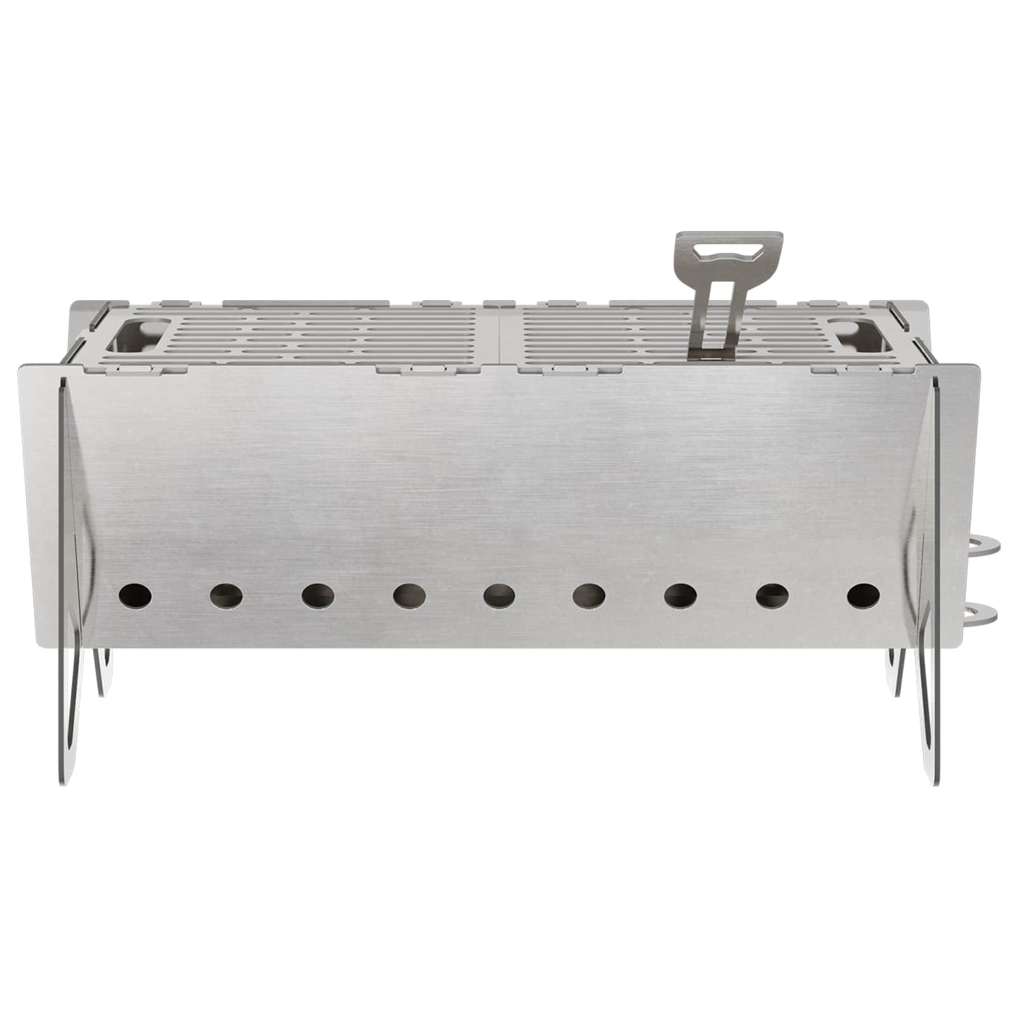 Camping Fire Pit 42 x 22 x 18 cm Stainless Steel Silver