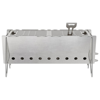 Camping Fire Pit 42 x 22 x 18 cm Stainless Steel Silver