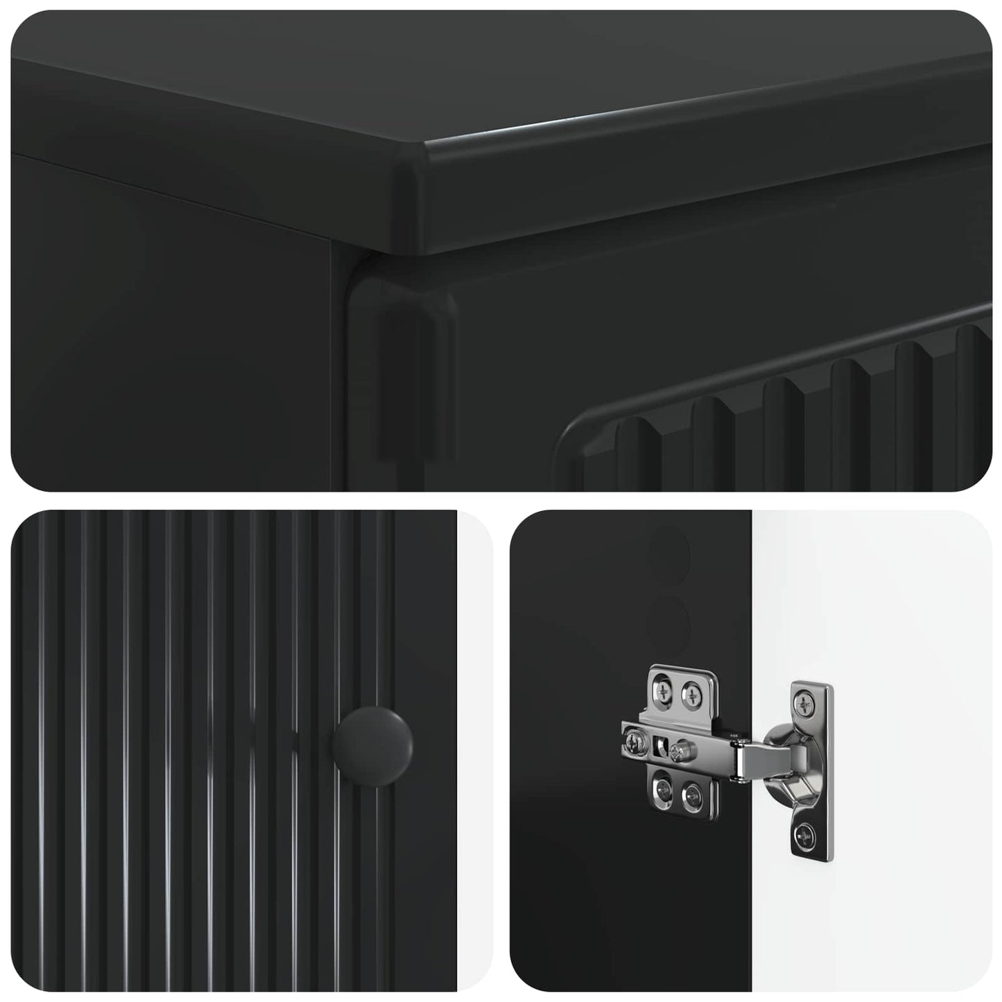3 Piece Bathroom Cabinet Set EDE Black Engineered Wood