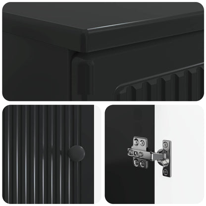 3 Piece Bathroom Cabinet Set EDE Black Engineered Wood
