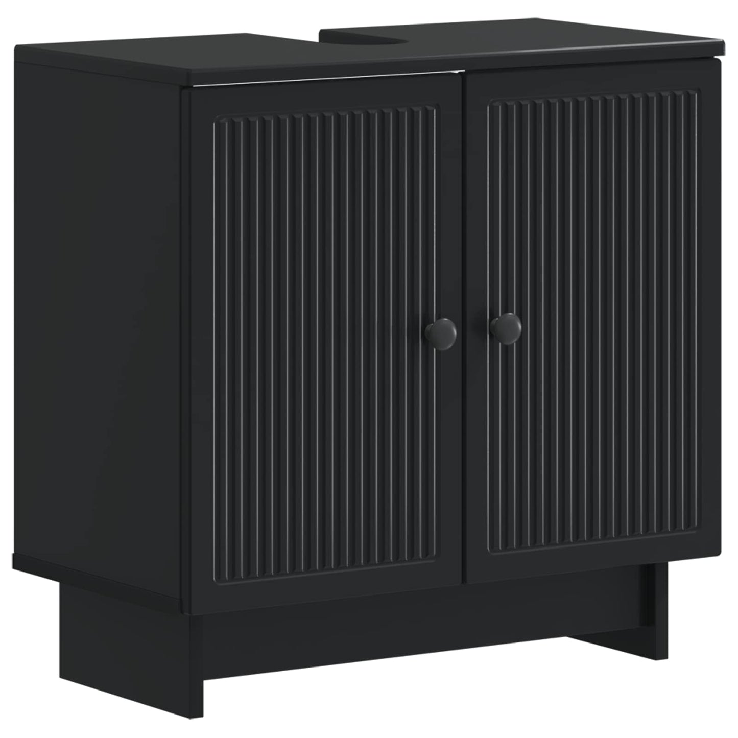 3 Piece Bathroom Cabinet Set EDE Black Engineered Wood