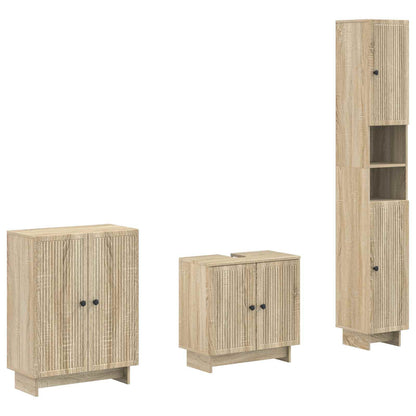 3 Piece Bathroom Cabinet Set EDE Sonoma Oak Engineered Wood