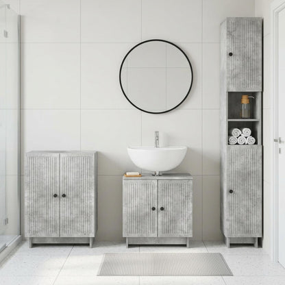 3 Piece Bathroom Cabinet Set EDE Concrete Grey Engineered Wood