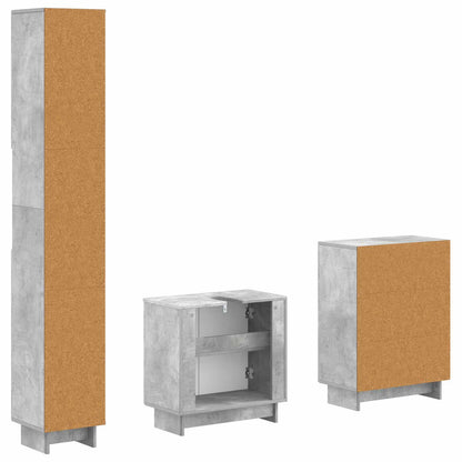 3 Piece Bathroom Cabinet Set EDE Concrete Grey Engineered Wood