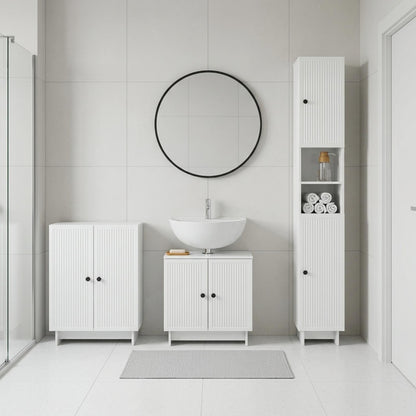 3 Piece Bathroom Cabinet Set EDE High Gloss White