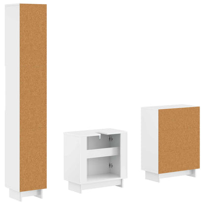 3 Piece Bathroom Cabinet Set EDE High Gloss White