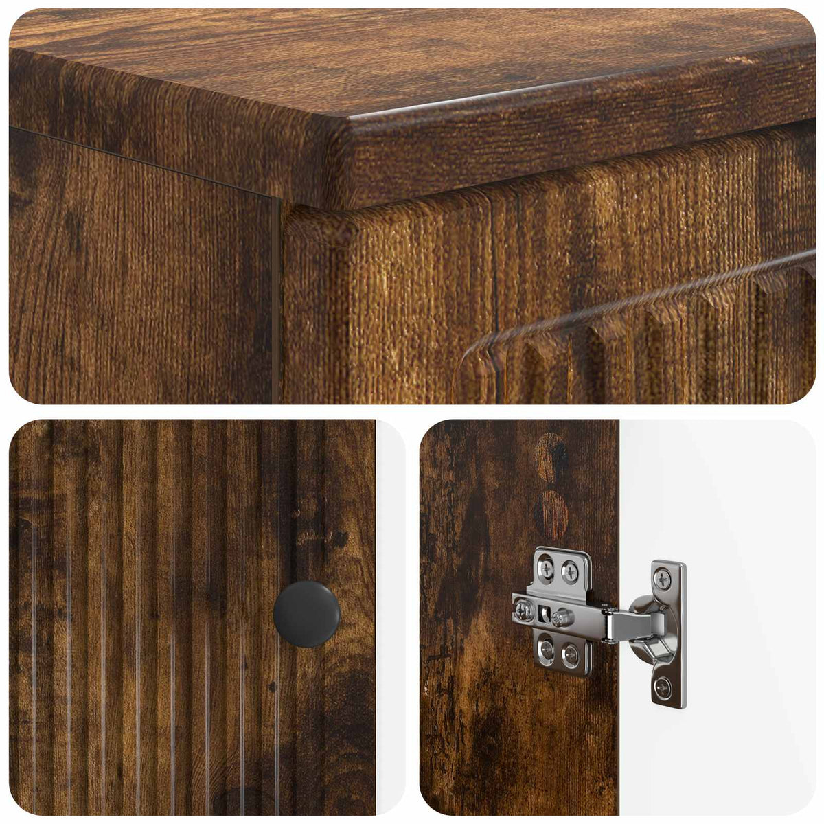 3 Piece Bathroom Cabinet Set EDE Smoked Oak Engineered Wood