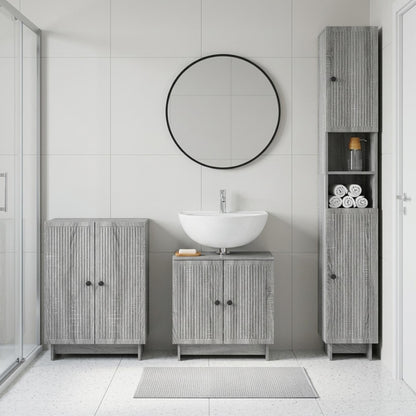 3 Piece Bathroom Cabinet Set EDE Grey Sonoma Engineered Wood