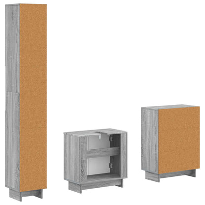 3 Piece Bathroom Cabinet Set EDE Grey Sonoma Engineered Wood