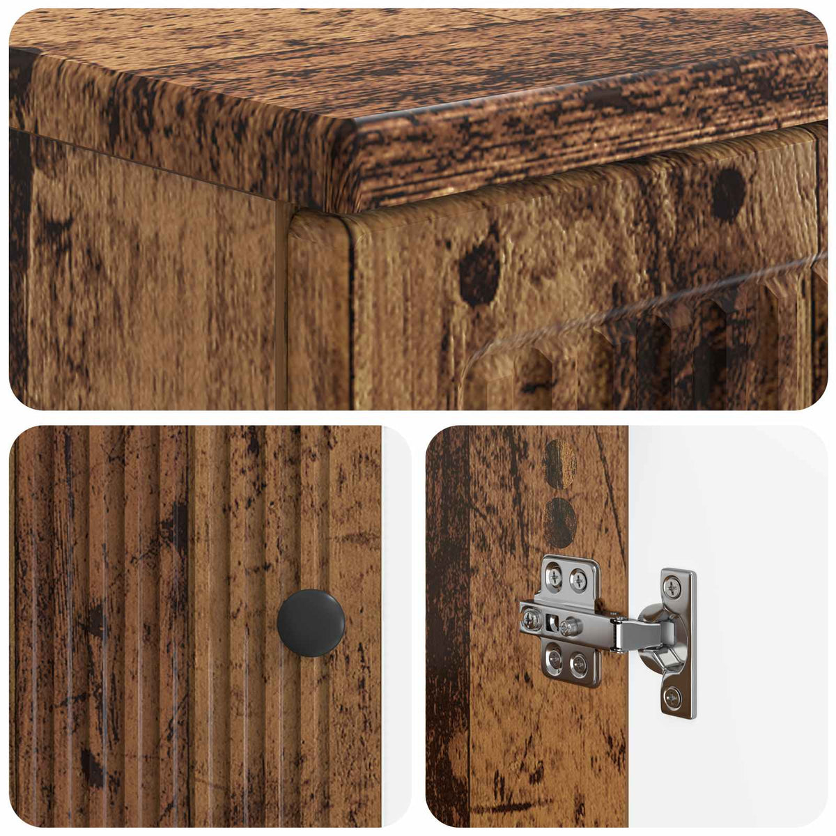3 Piece Bathroom Cabinet Set EDE Old Wood Engineered Wood