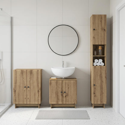3 Piece Bathroom Cabinet Set EDE Artisan Oak Engineered Wood