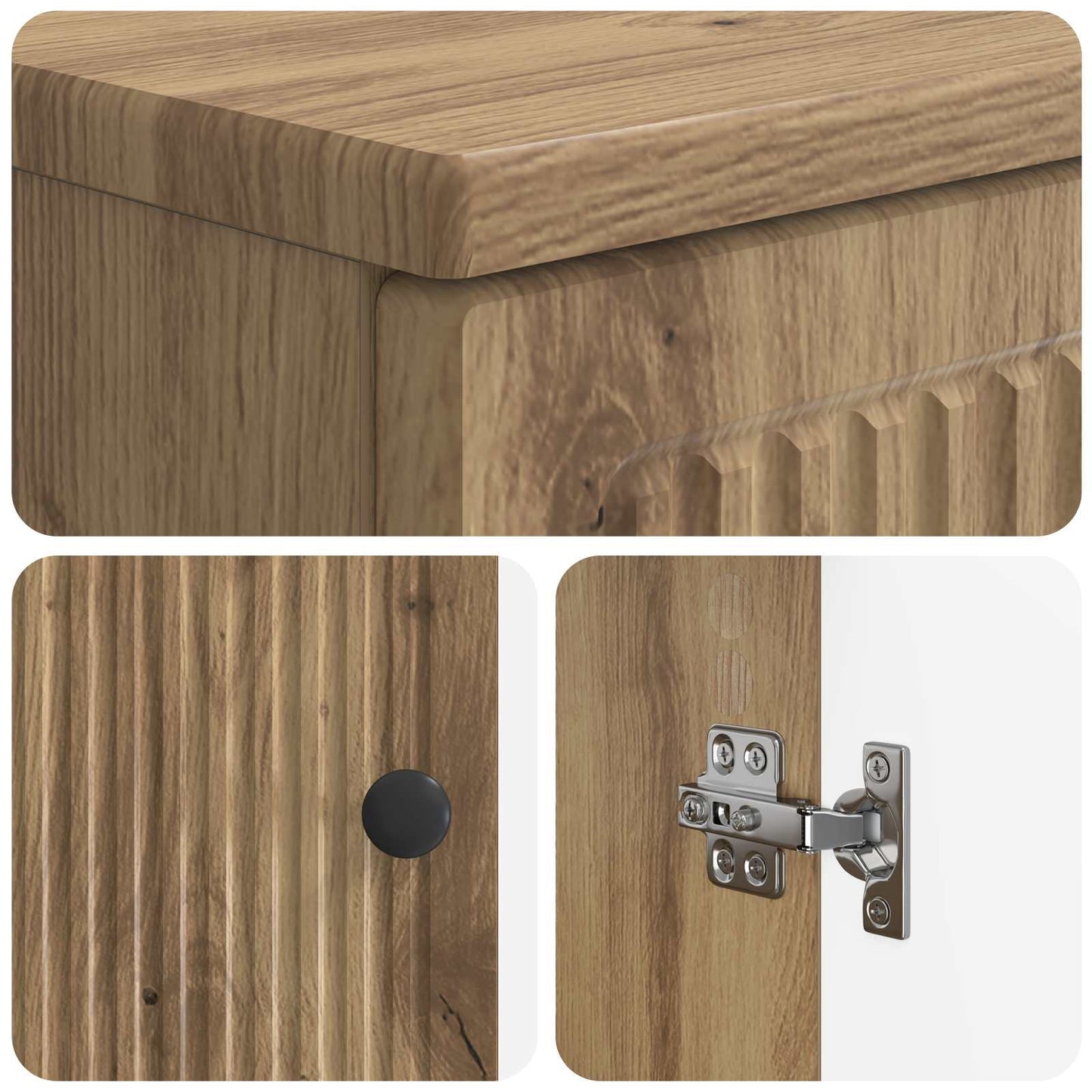 3 Piece Bathroom Cabinet Set EDE Artisan Oak Engineered Wood