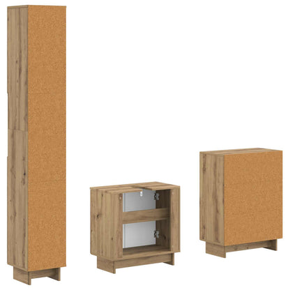 3 Piece Bathroom Cabinet Set EDE Artisan Oak Engineered Wood
