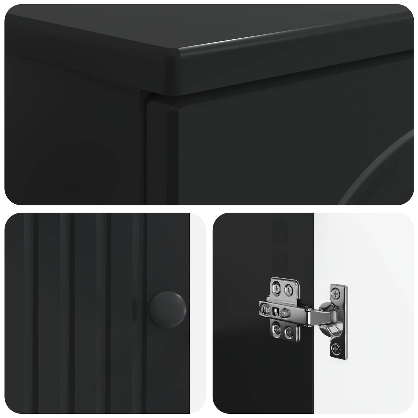 3 Piece Bathroom Cabinet Set ALKMAAR Black Engineered Wood