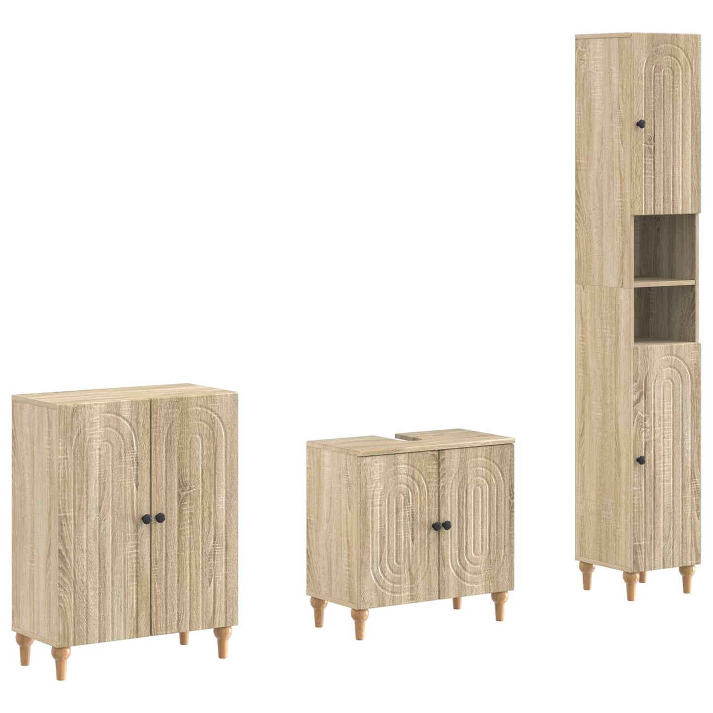3 Piece Bathroom Cabinet Set ALKMAAR Sonoma Oak Engineered Wood