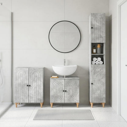 3 Piece Bathroom Cabinet Set ALKMAAR Concrete Grey