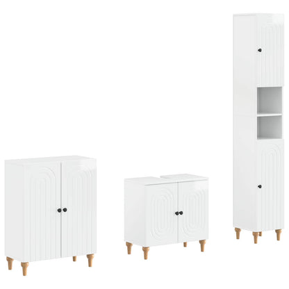3 Piece Bathroom Cabinet Set ALKMAAR High Gloss White