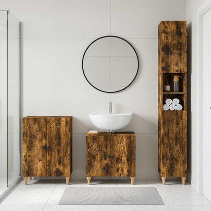 3 Piece Bathroom Cabinet Set ALKMAAR Smoked Oak Engineered Wood