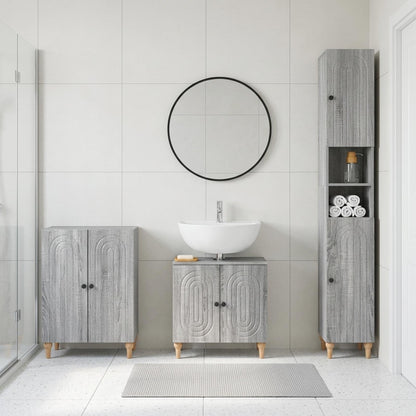 3 Piece Bathroom Cabinet Set ALKMAAR Grey Sonoma