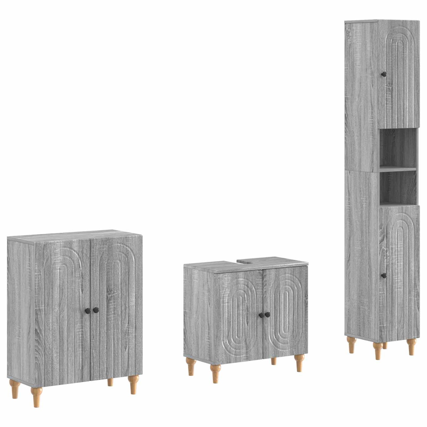 3 Piece Bathroom Cabinet Set ALKMAAR Grey Sonoma