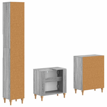 3 Piece Bathroom Cabinet Set ALKMAAR Grey Sonoma