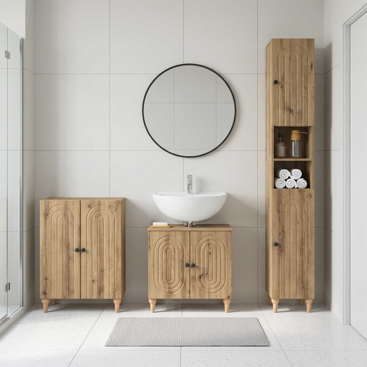 3 Piece Bathroom Cabinet Set ALKMAAR Artisan Oak
