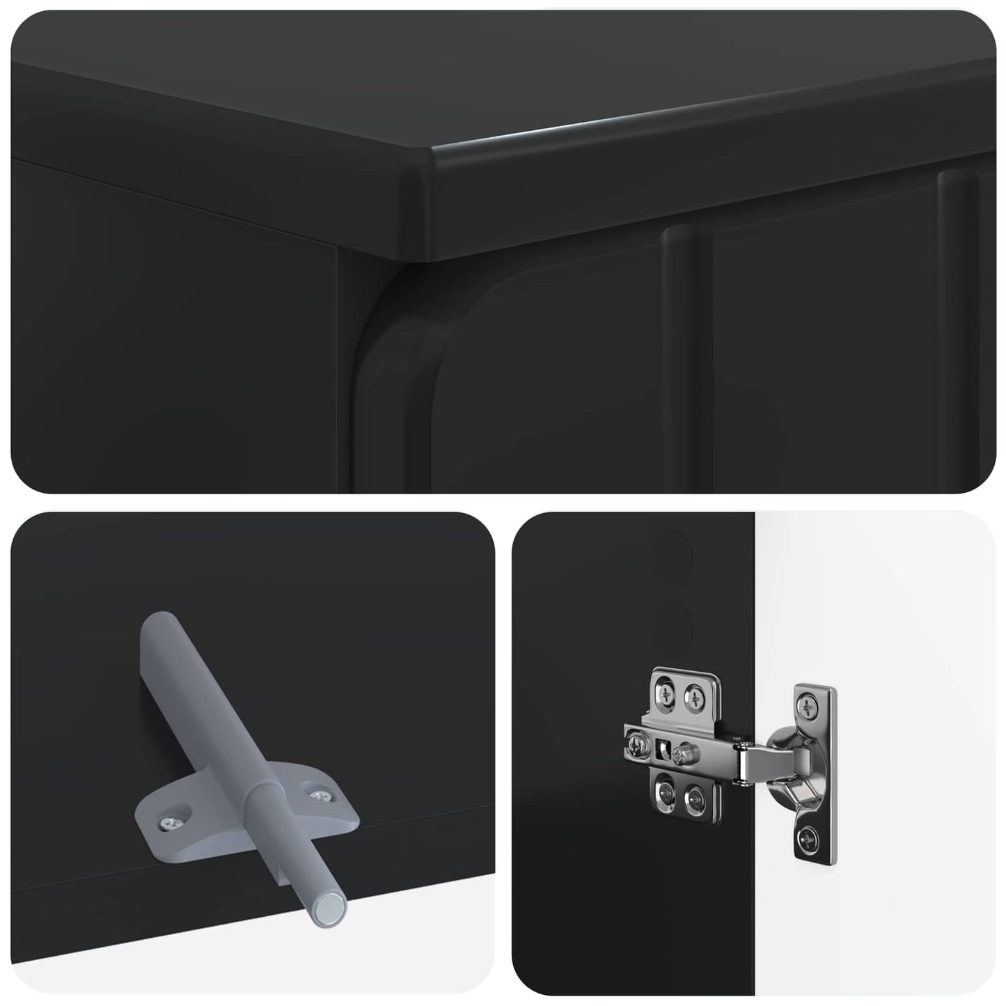 3 Piece Bathroom Cabinet Set ZWOLLE Black Engineered Wood