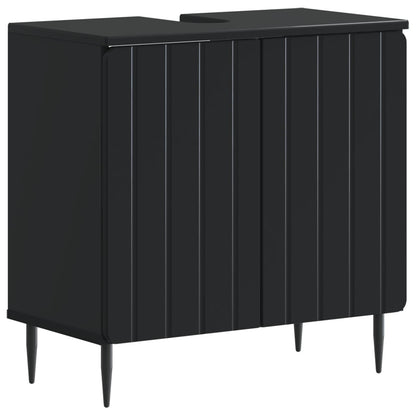 3 Piece Bathroom Cabinet Set ZWOLLE Black Engineered Wood