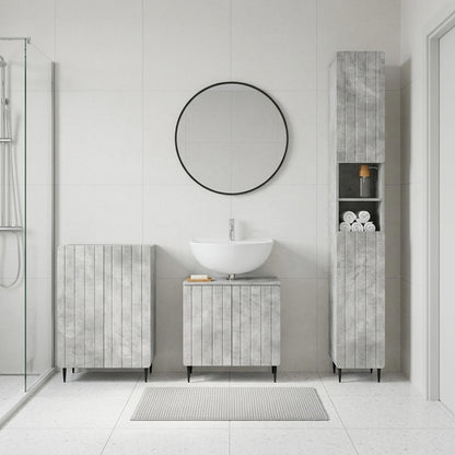 3 Piece Bathroom Cabinet Set ZWOLLE Concrete Grey