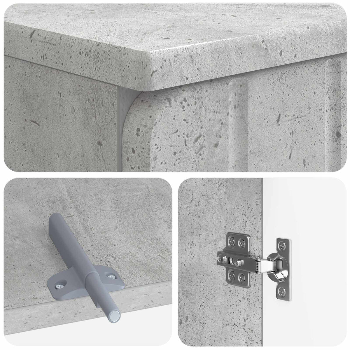 3 Piece Bathroom Cabinet Set ZWOLLE Concrete Grey