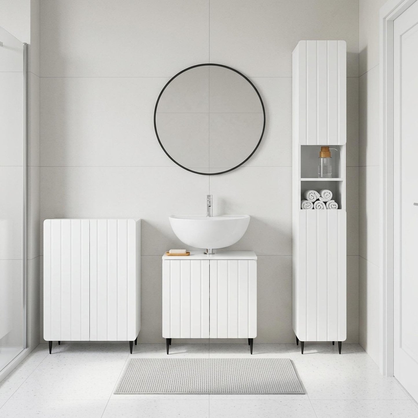 3 Piece Bathroom Cabinet Set ZWOLLE High Gloss White