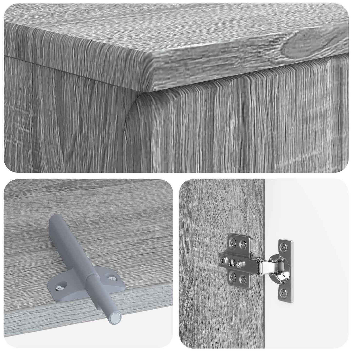 3 Piece Bathroom Cabinet Set ZWOLLE Grey Sonoma Engineered Wood