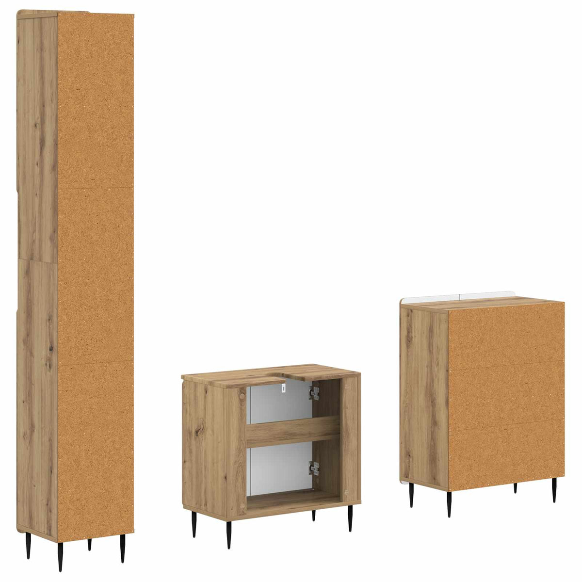 3 Piece Bathroom Cabinet Set ZWOLLE Artisan Oak Engineered Wood